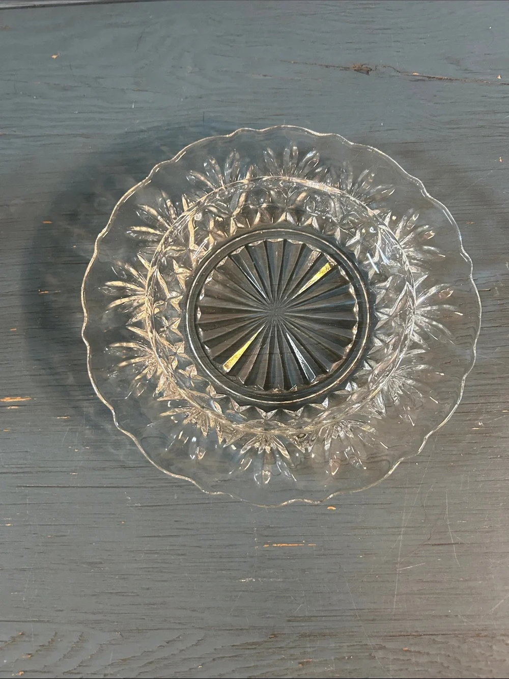 Anchor Hocking Clear Pressed Glass Sunburst Serving Plate